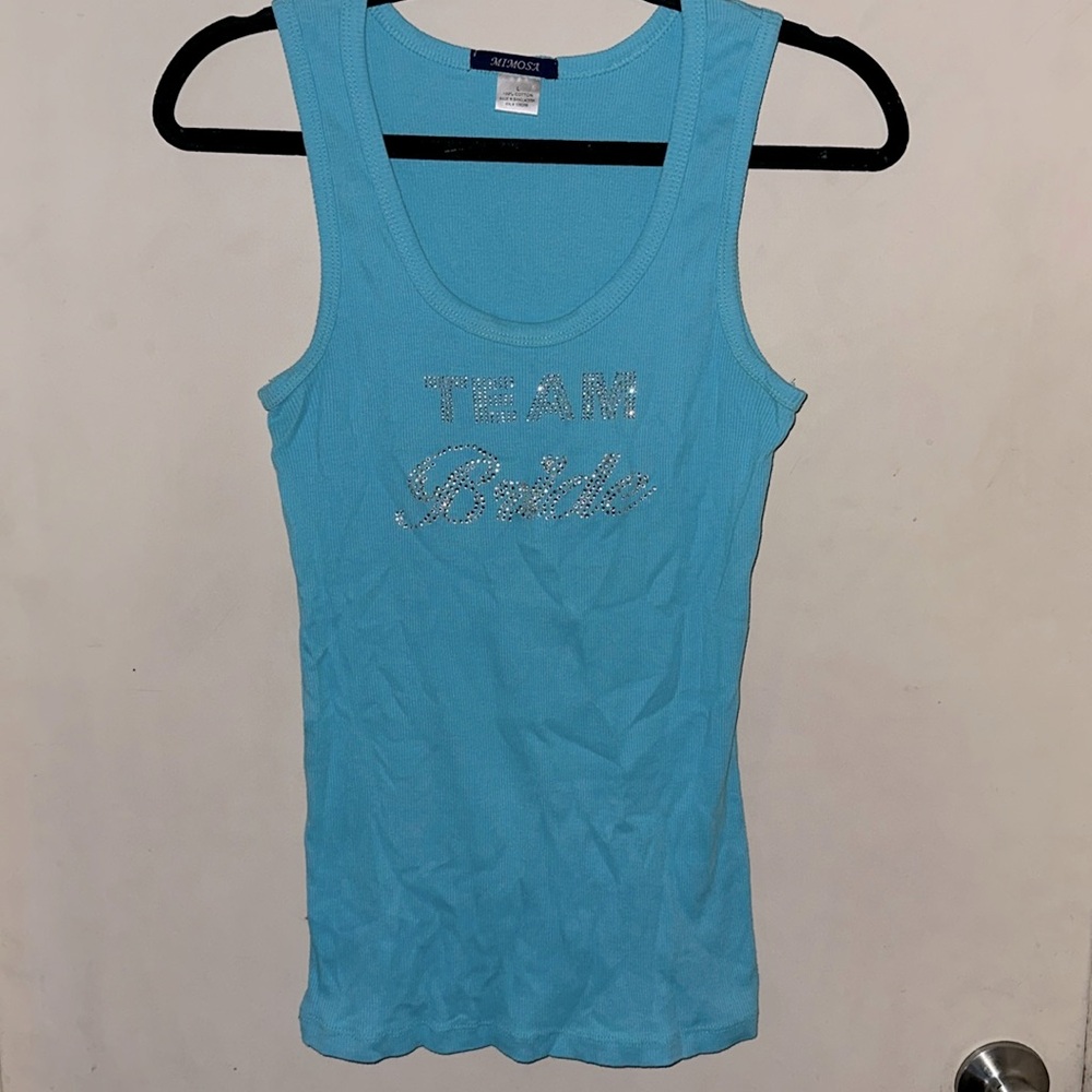 Team bride rhinestone ribbed tank